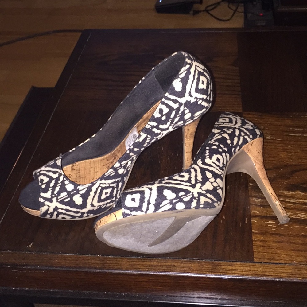 Black and cream heels